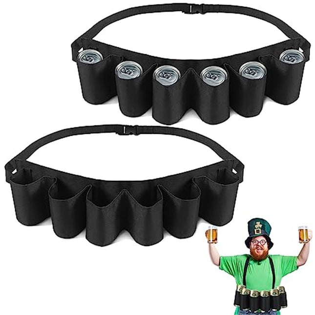 2 Pcs Beer Belt Holder for Men 6 Cans Beer Can Holder for Drinking Adjustable V1192-AZ-W-1106