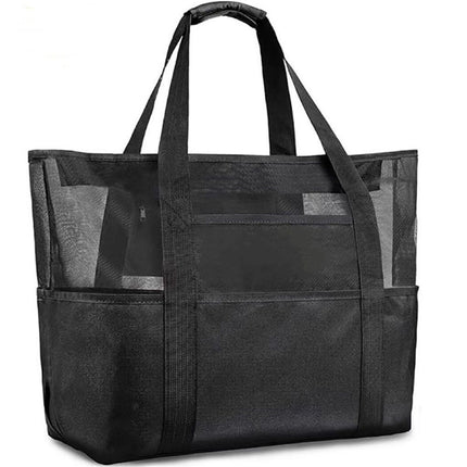 Black-color Mesh Beach Bag Family - Large Tote Bag for Cruise Pool Toys Beach Vacation Essentials（60*17*34cm）