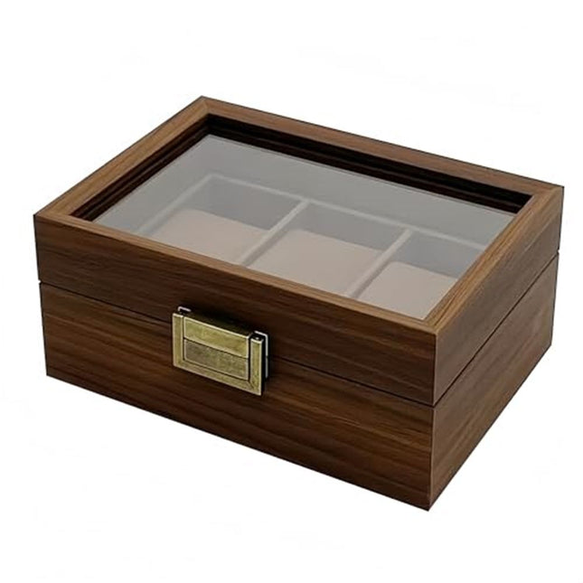 Wooden Watch Box for Men 3 Slot Watch Display Case with Lid