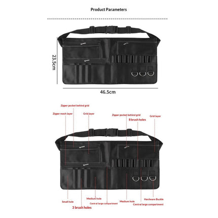 Professional Makeup Apron - Makeup Artist Brush belt , Brush Pouch Holder Multi Pockets with Belt Strap Bag (Brushes Not Included)