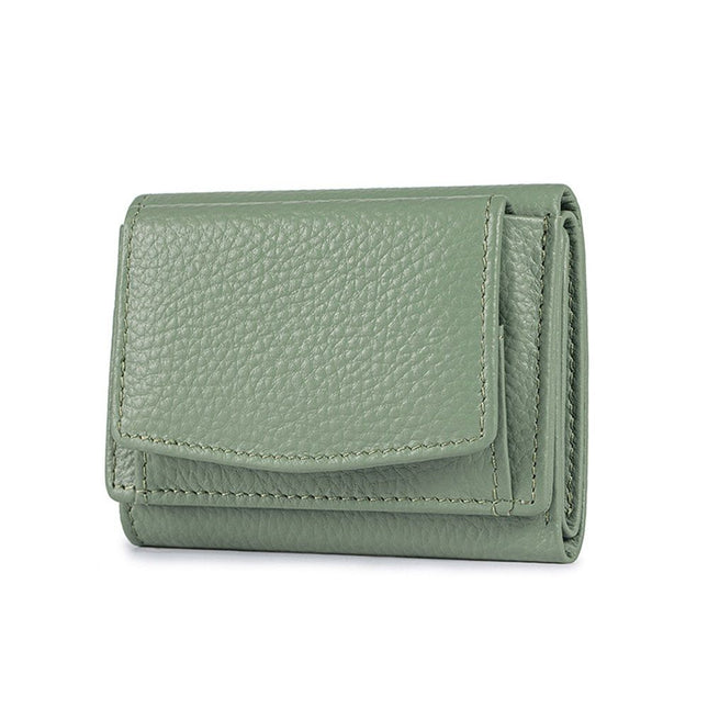 Small Leather Wallet for Women with Coin Pouch Compact Trifold Mini Pocket Wallet with Cash Slot and Card