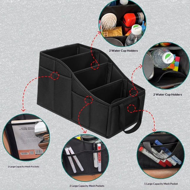 Car Seat Organizer Backseat Car Organizer with 4 Compartments 4 Cup Holders and 7 Mesh Pockets for Front – product detail