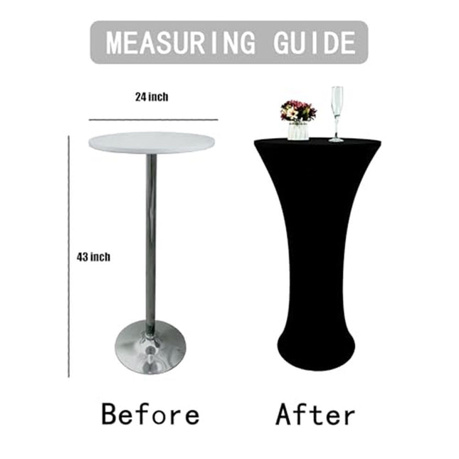 24x43 Inch Black Cocktail Table Cloth Fitted Round Bar Table Stretch Highboy Cocktail Table Covers – product detail