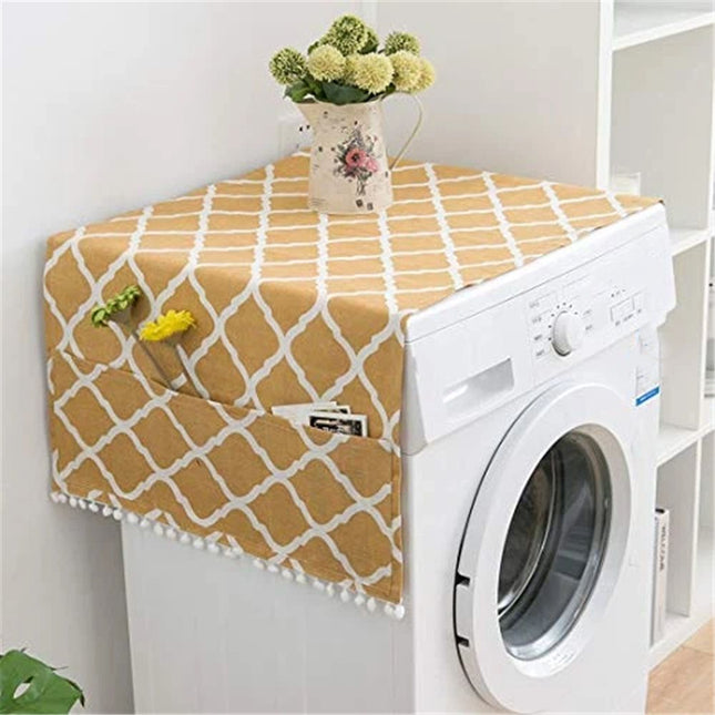 Washing Machine Organizer Pattern with Effect Ornamental Antique Feminine Design Anti-slip Fabric Top Cover