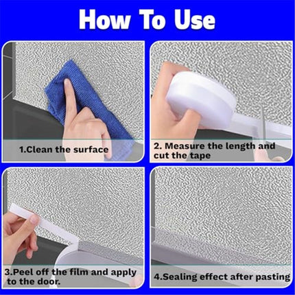 2 pack Silicone Seal Weather Stripping Tape 16.5 Feet Strip Bottom Draft Insulation Stopper Tape Weatherproof Soundproof for Door or Window Bathroom Shower Glass Gaps（45mm*5m）