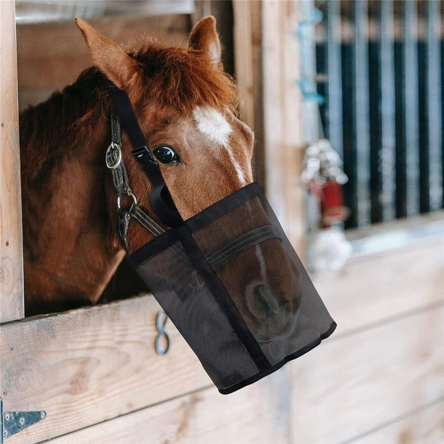 Horse Feed Bag Pack of 2 Feed Bags for Horses with Ventilation Mesh Comfort Nose V1192-AZ-W-1134