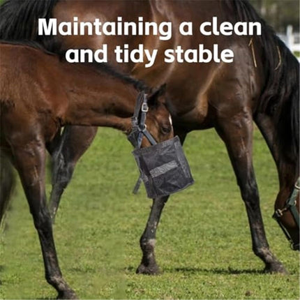 Horse Feed Bag Pack of 2, Feed Bags for Horses with Ventilation Mesh, Comfort Nose Pad Neck Pad, Adjustable Strap, Spill Proof Design for Independent Feeding Grain (M)