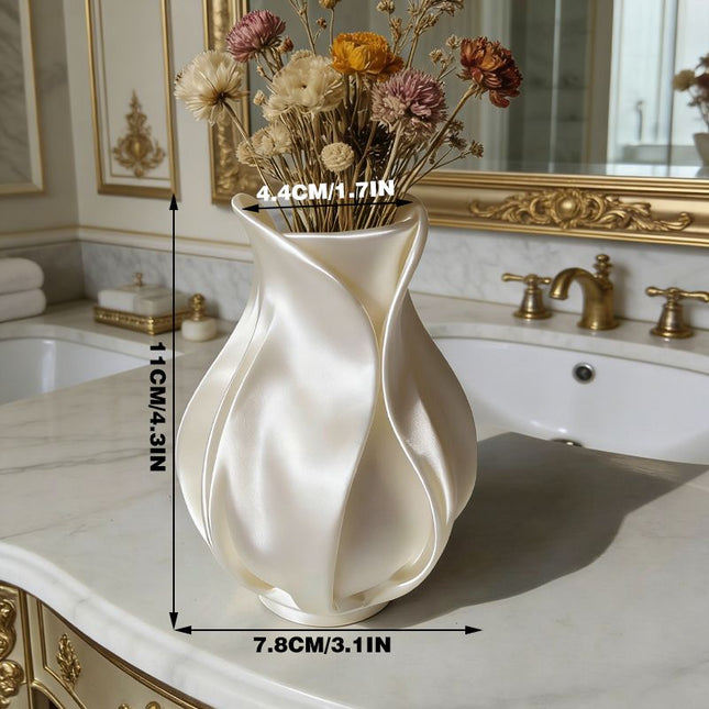 3D printed petal vase silk white – product detail