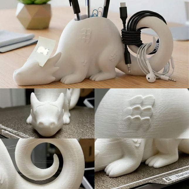A 3D-printed dragon-shaped desktop organizer adds a touch of fantasy and order to your workspace.(White)