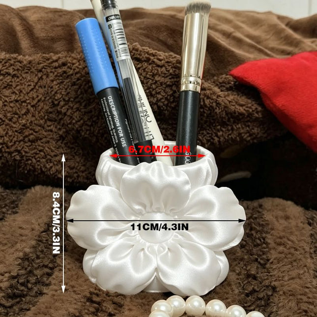3D printed silk flower pen holder white silk – product detail