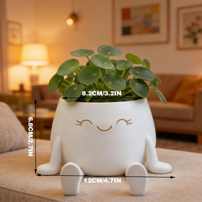 3D-printed sitting flower pot white – product detail