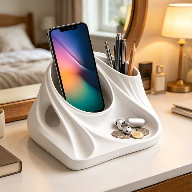 3D Printed Desktop Organizer White V1195-VYY0085