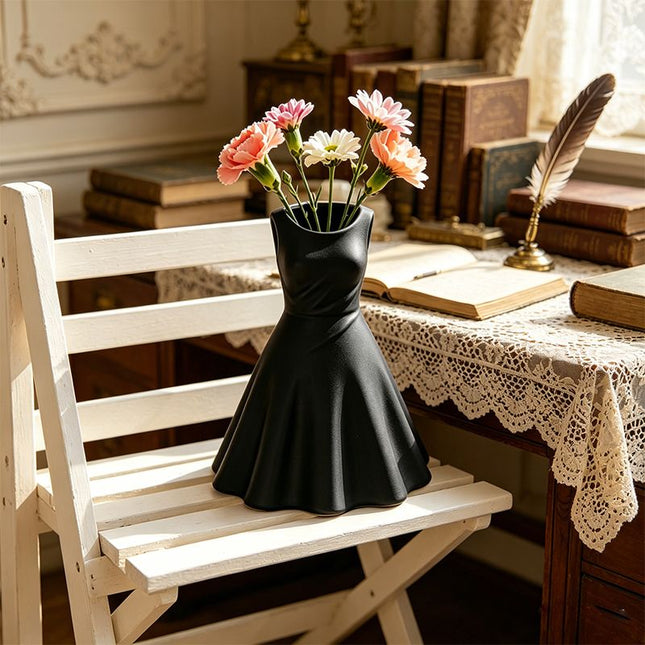 3D printed dress vase black V1195-VYY0089