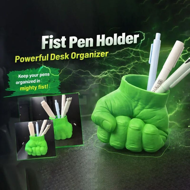 3D Printed Fist-Shaped Pen Holder Powerful Desktop Organizer Green V1195-VYY0090