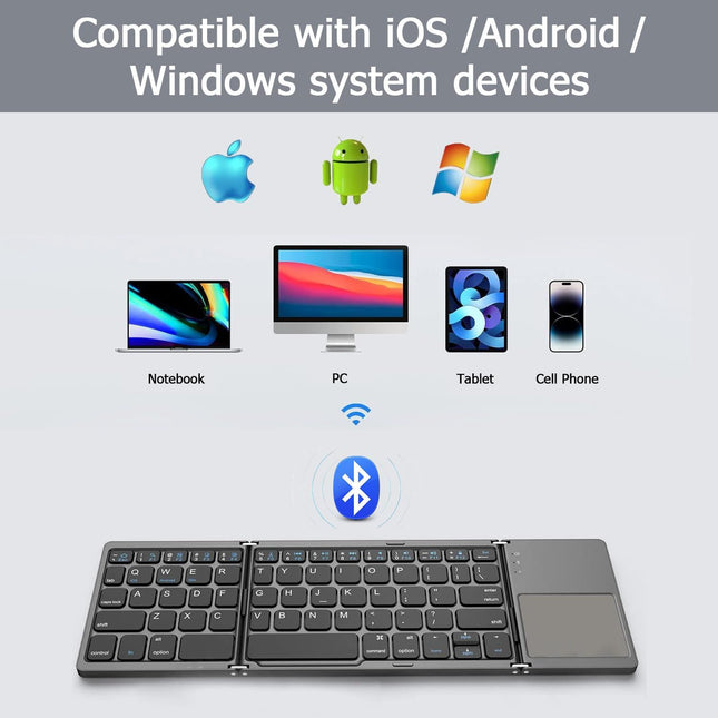 Foldable Bluetooth Keyboard with Touchpad Wireless Portable Keyboard Ultra Slim Rechargeable – product detail