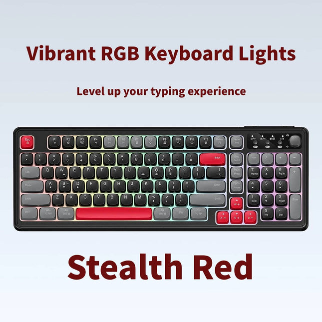 Tri-Mode Wireless Mechanical Keyboard Bluetooth 5.0/2.4G/USB-C 96 Percent Layout RGB Backlit Keyboard