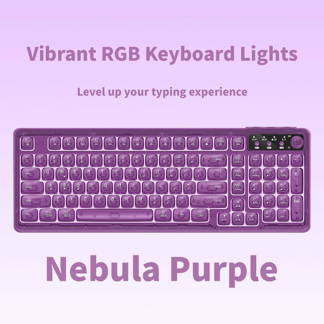 Tri-Mode Wireless Mechanical Keyboard Bluetooth 5.0/2.4G/USB-C 96 Percent Layout RGB Backlit Keyboard
