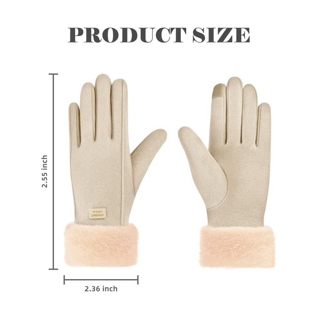 Gloves for Women Girl Winter Touch Screen Comfortable and Warm Double-Sided Velvet Lining Thickened Warm – product detail