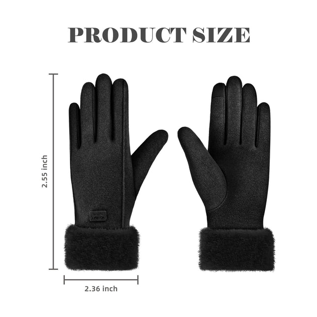Gloves for Women Girl Winter Touch Screen Comfortable and Warm Double-Sided Velvet Lining Thickened Warm – product detail