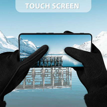 Gloves for Women Girl, Winter Touch Screen, Comfortable and Warm Double-Sided Velvet Lining Thickened Warm Glove,Black