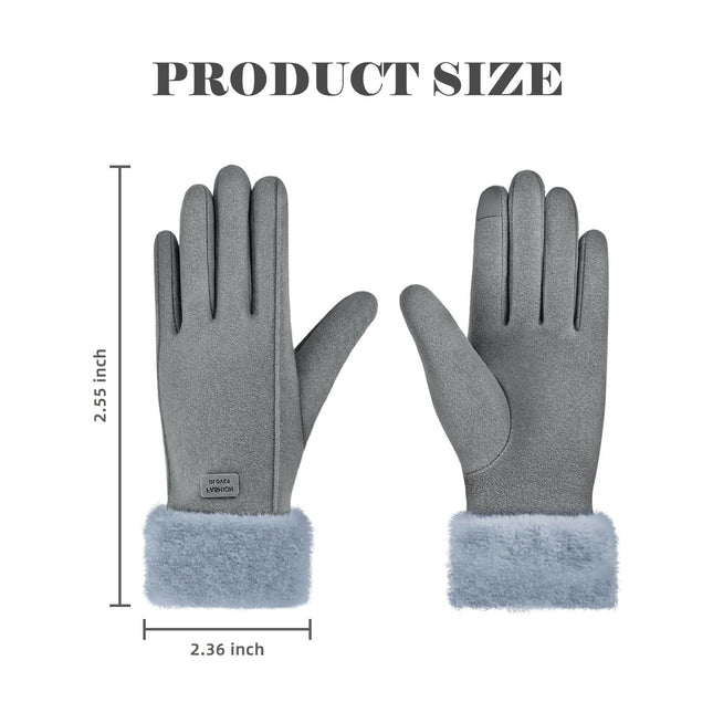 Gloves for Women Girl Winter Touch Screen Comfortable and Warm Double-Sided Velvet Lining Thickened Warm – product detail