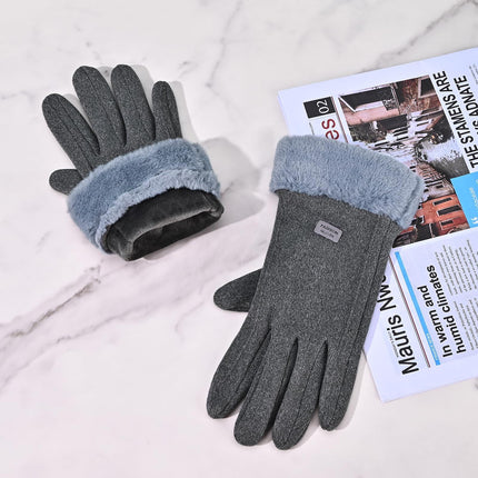 Gloves for Women Girl, Winter Touch Screen, Comfortable and Warm Double-Sided Velvet Lining Thickened Warm Glove,Grey