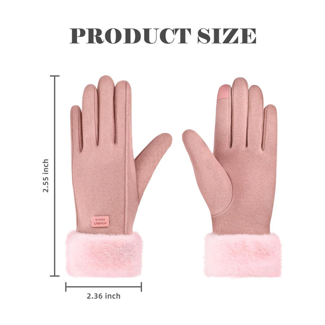 Gloves for Women Girl Winter Touch Screen Comfortable and Warm Double-Sided Velvet Lining Thickened Warm – product detail
