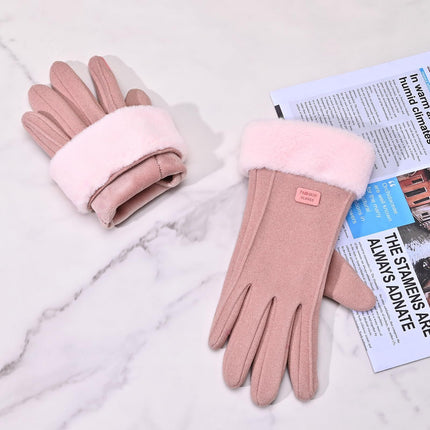 Gloves for Women Girl, Winter Touch Screen, Comfortable and Warm Double-Sided Velvet Lining Thickened Warm Glove,Pink