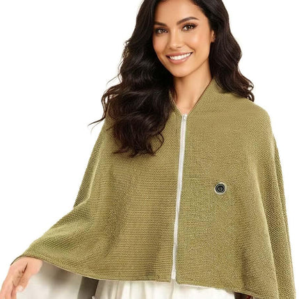 USB Power Supply Electric Heated Blanket Shawl Portable Wearable Heated Throw 3 Heat Levels Machine Washable Cozy 62x32 Inches,Apricot
