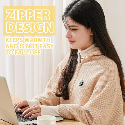 USB Power Supply Electric Heated Blanket Shawl Portable Wearable Heated Throw 3 Heat Levels Machine Washable Cozy 62x32 Inches,Green