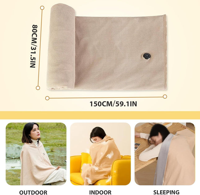 USB Power Supply Electric Heated Blanket Shawl Portable Wearable Heated Throw 3 Heat Levels Machine – product detail