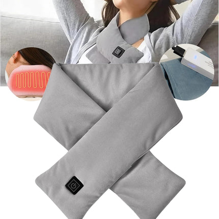 Heated Scarf for Women & Men, Rechargeable Neck Heating Wrap with 3 Heat Settings, Portable Electric Neck Warmer, Fast Heating for Office, Outdoor Winter Warm Gift,Grey
