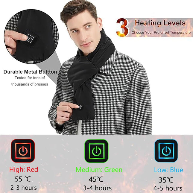 Heated Scarf for Women & Men Rechargeable Neck Heating Wrap with 3 Heat Settings Portable – product detail