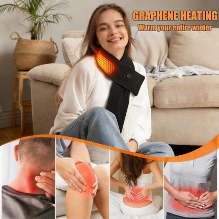 Heated Scarf for Women & Men, Rechargeable Neck Heating Wrap with 3 Heat Settings, Portable Electric Neck Warmer, Fast Heating for Office, Outdoor Winter Warm Gift,Red