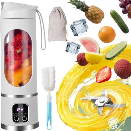 Digital Display Juicer-Smart LED Display, Diet-Friendly Portable Multimode Blender Personal Electric USB 500ML Portable juicer Shakes and Smoothies Blender Small Blenders Mixing,White