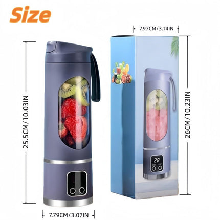 Digital Display Juicer-Smart LED Display, Diet-Friendly Portable Multimode Blender Personal Electric USB 500ML Portable juicer Shakes and Smoothies Blender Small Blenders Mixing,White
