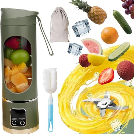 Digital Display Juicer-Smart LED Display, Diet-Friendly Portable Multimode Blender Personal Electric USB 500ML Portable juicer Shakes and Smoothies Blender Small Blenders Mixing,Green