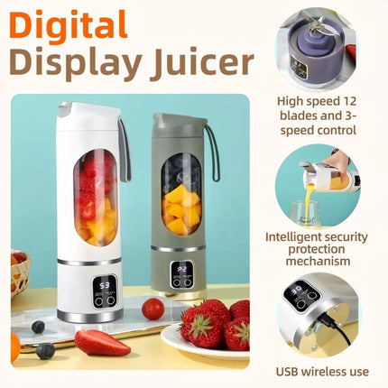Digital Display Juicer-Smart LED Display, Diet-Friendly Portable Multimode Blender Personal Electric USB 500ML Portable juicer Shakes and Smoothies Blender Small Blenders Mixing,Purple