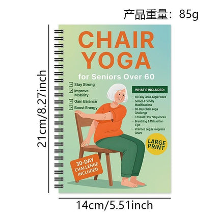 Chair Yoga for Seniors Over 60 – 30-Day Weight Loss & Toning Guide, 15-Min Daily Routine, Illustrated Poses & Progress Tracker, 4-Pack Spiral-Bound Home Fitness Book Set for Gentle Fat Burning & Muscle Strength