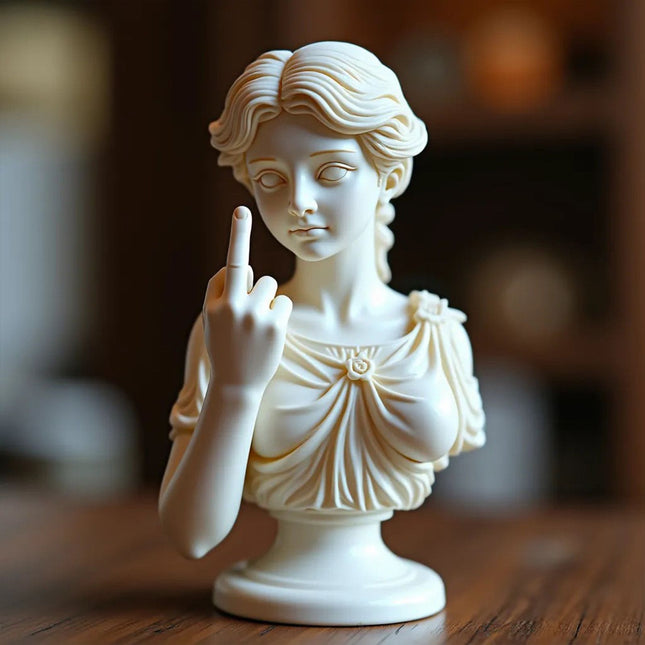 Rebellious Venus Statue Modern Resin Sculpture of Aphrodite Giving the Middle Finger Edgy Home Decor Bold