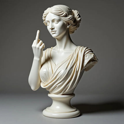 Rebellious Venus Statue Modern Resin Sculpture of Aphrodite Giving the Middle Finger Edgy Home Decor, Bold Art Piece for Living Room, Office, or Bar Unique Gift for Art Lovers(Model F)