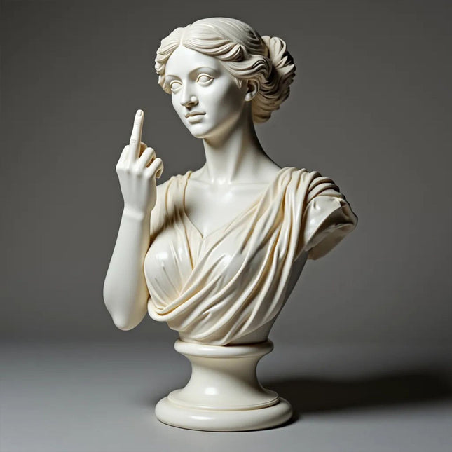 Rebellious Venus Statue Modern Resin Sculpture of Aphrodite Giving the Middle Finger Edgy Home Decor Bold