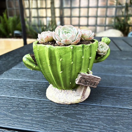 Cactu-Shaped Resin Planter  - Mini Multi-Opening Flower Pot for Desktop, Garden, Office Decor, Unique Gift for Plant Lovers (Cactu)