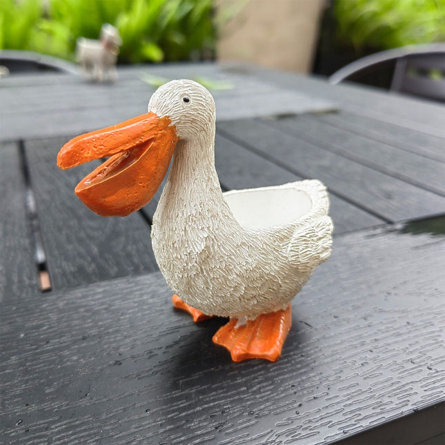 Cute Pelican Planter Pot Small Resin Pelican Flower Pot with Drainage Funny Animal Succulent Planter for