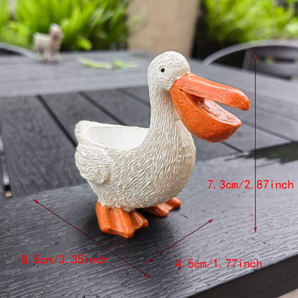Cute Pelican Planter Pot, Small Resin Pelican Flower Pot with Drainage, Funny Animal Succulent Planter for Indoor Outdoor Garden Desk Decor Gift