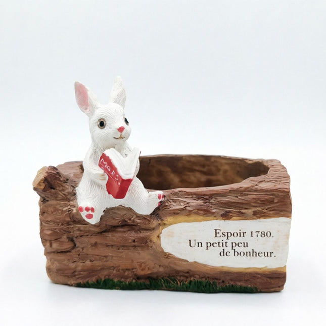 Whimsical Resin Bunny Planter