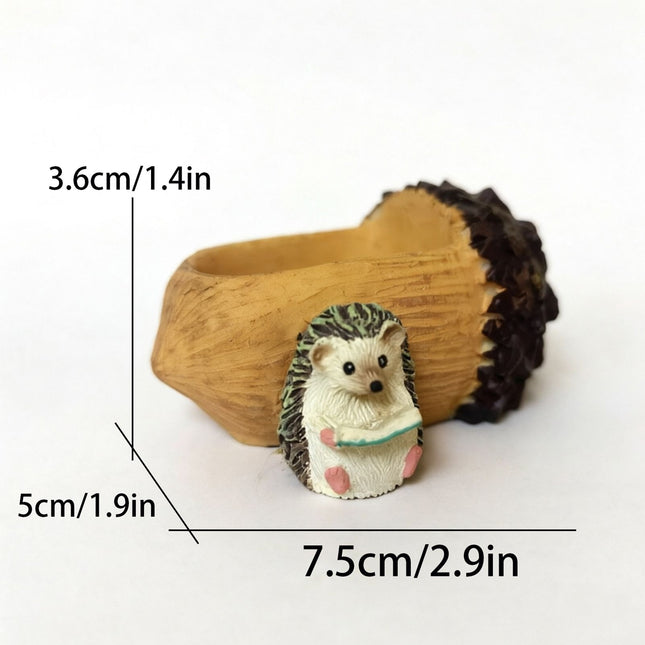 Creative Hedgehog Pinecone Resin Planter Mini Succulent Pot for Indoor & Outdoor Garden Decor – product detail