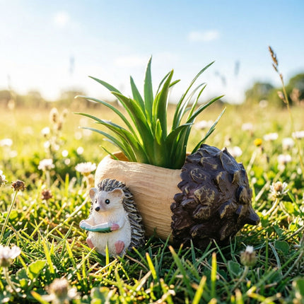 Creative Hedgehog Pinecone Resin Planter, Mini Succulent Pot for Indoor & Outdoor Garden Decor