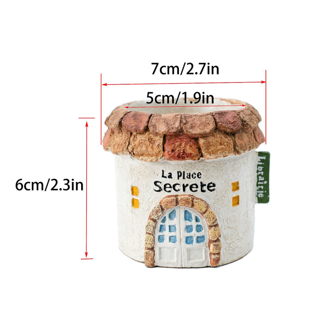 Mini Resin Round Cottage House Planter French Country Style Succulent Pot with Drainage Hole – product detail