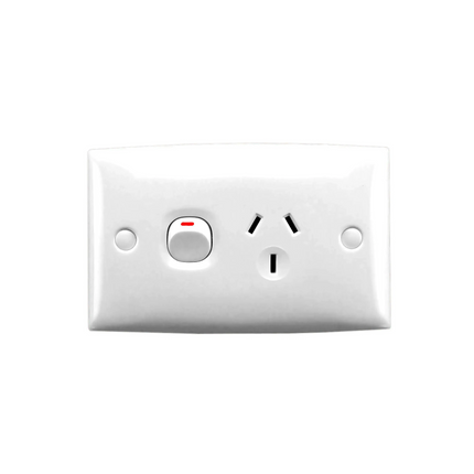 Clipsal Power Point 10A Single Standard Series Horizontal White Shuttered | 15S-WE